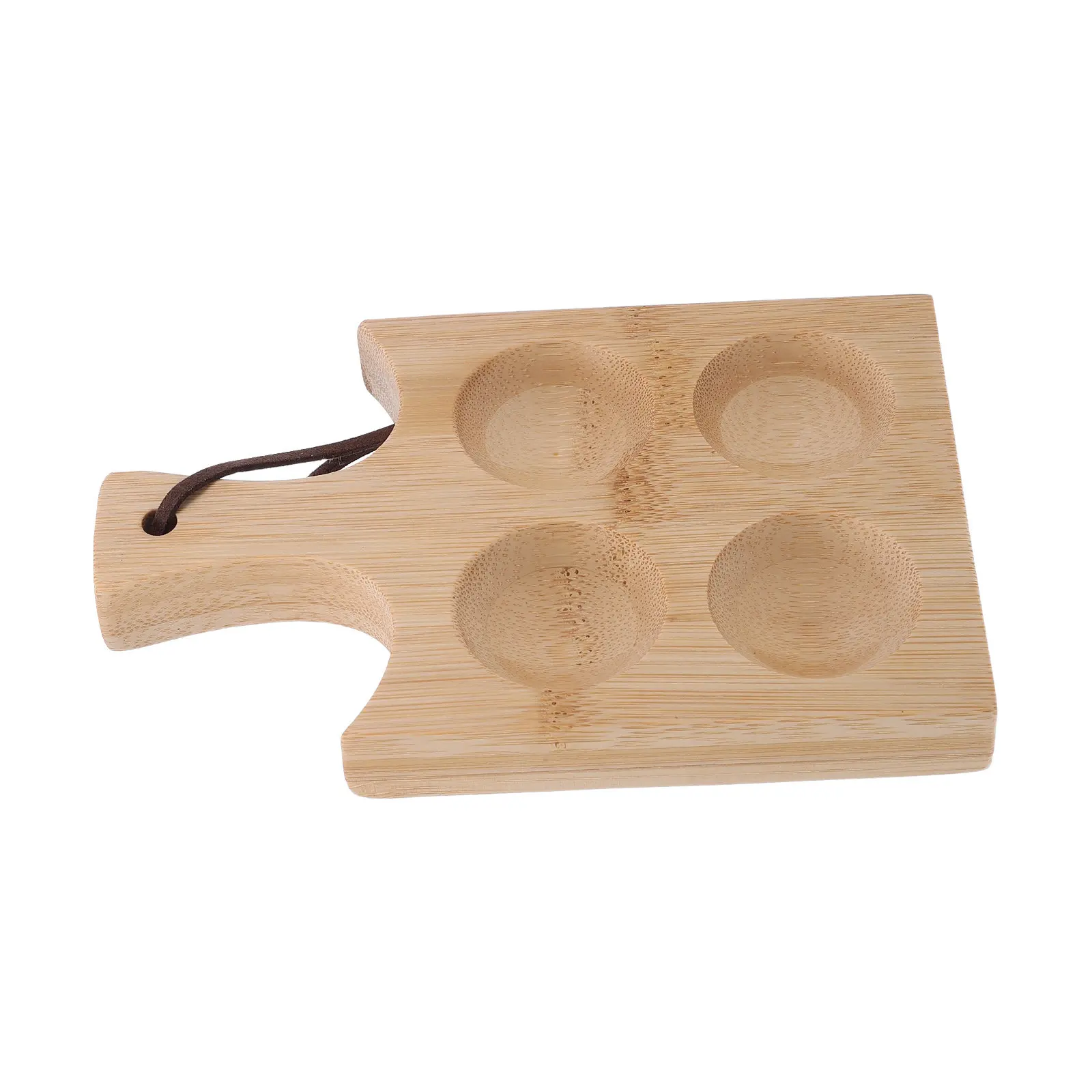 Bamboo Wood Deviled Egg Tray Round 4 Slots Handle for Kitchen Refrigerator Countertop Charcuterie Bamboo Breakfast Serving Tray