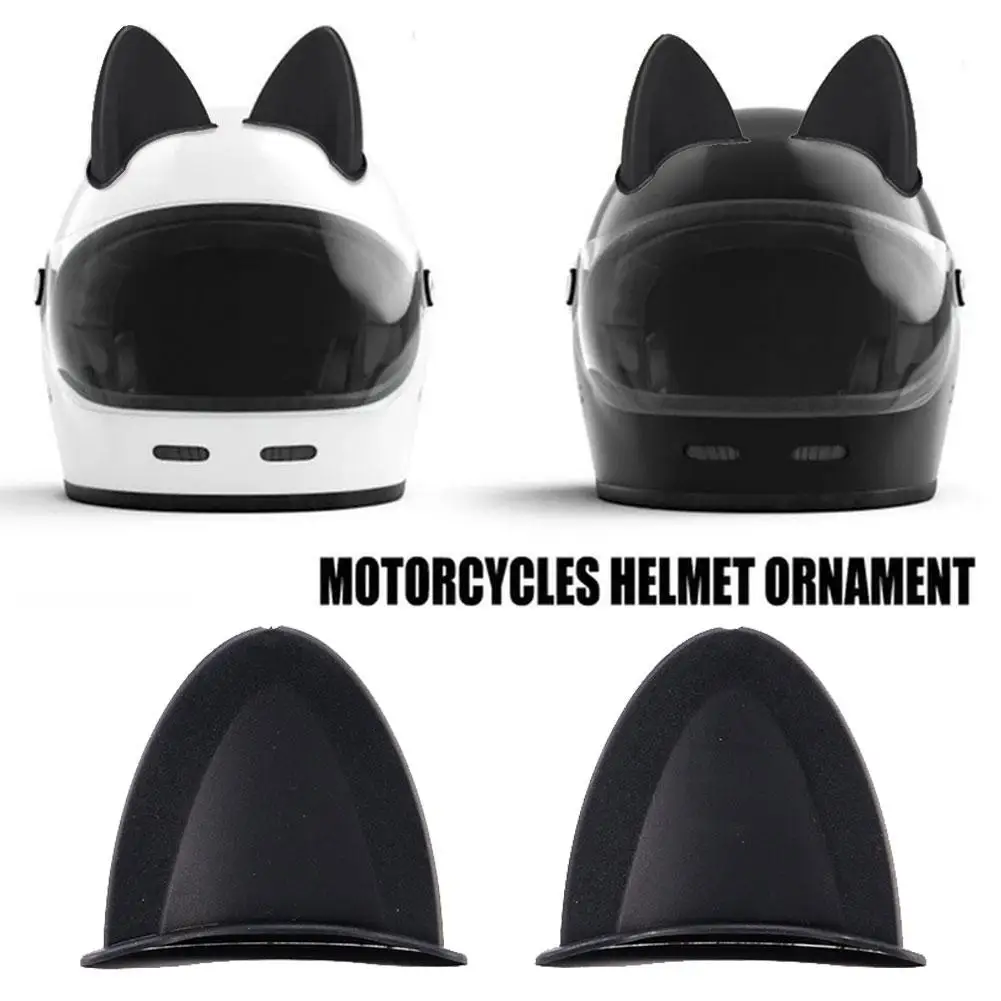 2 Pcs Motorcycle Helmet Cat Ears Decoration Universal DIY Helmet Styling Stickers Black Bicycle Helmet Accessories