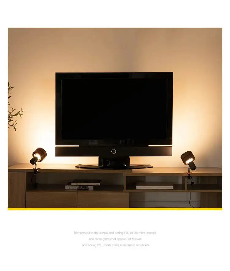 Swing Arm Clip Wall Lamp, Retro Japanese Solid Wood Sconce with Plug Cable, LED Reading Light for Bookshelf Bedside Office Table