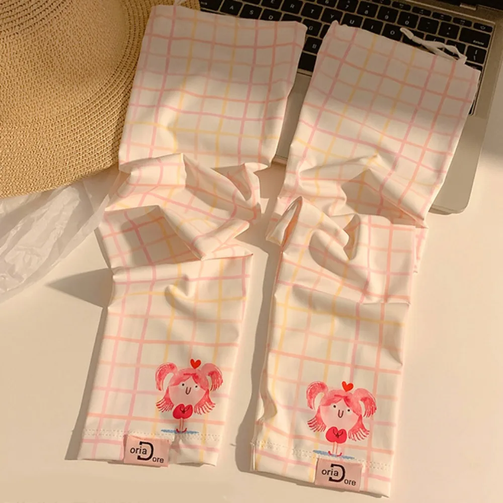 

Cute Anti-UV Cartoon Ice Silk Sleeves Loose Cute Sunscreen Sleeve Long-sleeved Glove UV Insulation Cycling Gloves Women