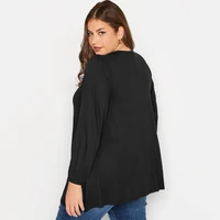 Plus Size Long Sleeve Spring Autumn Elegant Swing Top Women Pleated Front Loose Black Tunic Large Size Casual Blouse 6XL 7XL 8XL - Image 2
