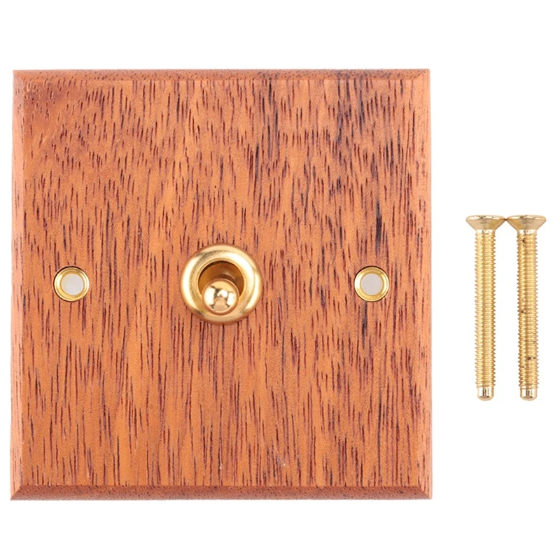 86 Type Solid Wood Panel Switch Wall Light Retro Brass Toggle Switch Wood Grain Electrical Switch Socket 1- Switch