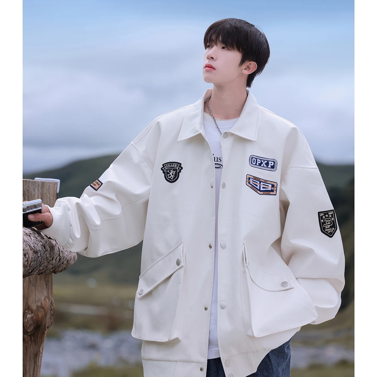 

Мужская кожаная куртка в мотоциклетном стиле, рабочая одежда, весенне-осеннее пальто из искусственной кожи, американское ретро-пальто с вышивкой, повседневная модная одежда