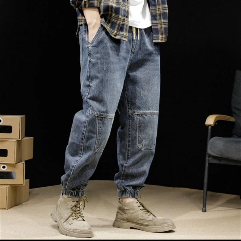 Men's Harem Jeans Loose Denim Washed Jean Trousers Hip Hop Outdoor Streetwear Man Jogging Pants Men