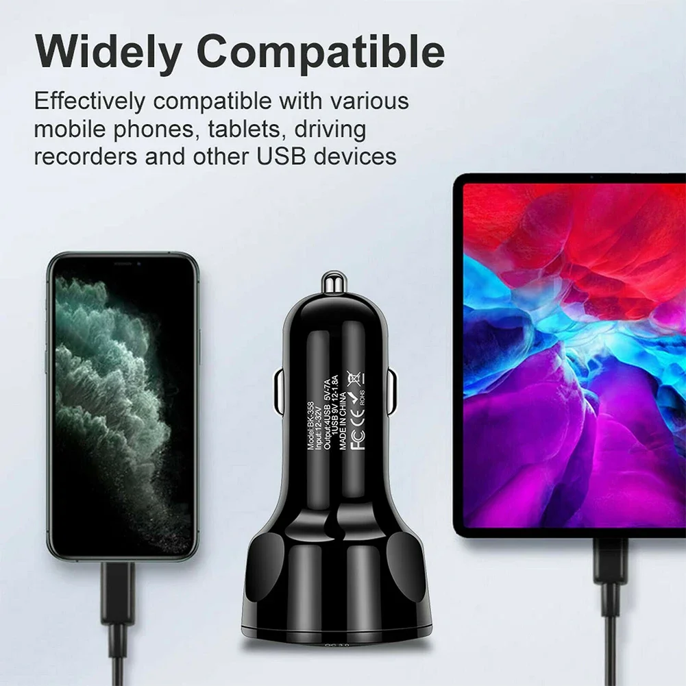 USB Car Charger Fast Charging 4 Ports Mobile Phone Adapter With Digital Display For iPhone Samsung Xiaomi Quick Charger Charger image 4