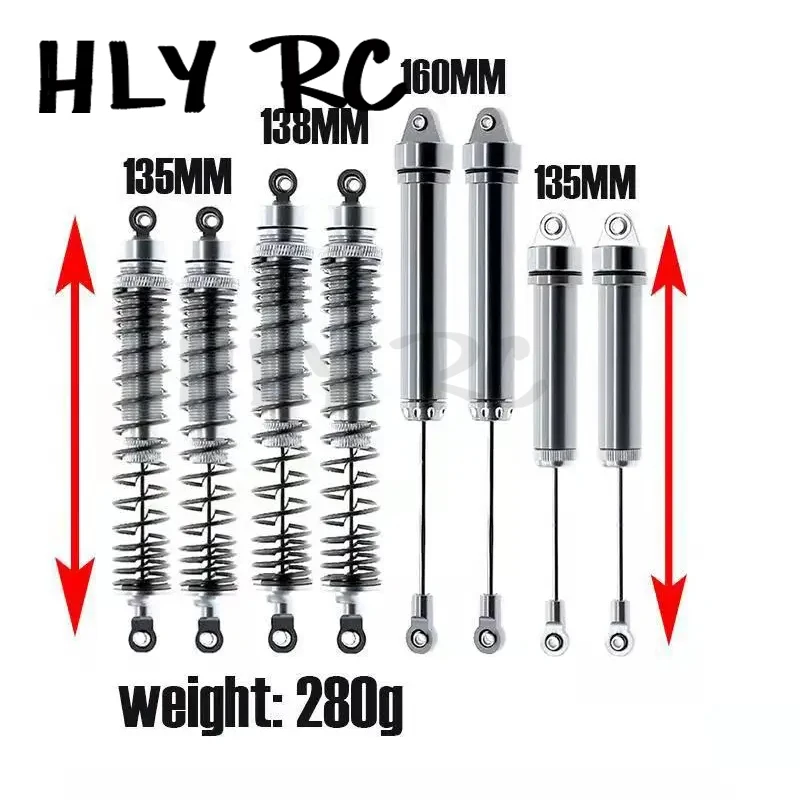 8Pcs Aluminum Alloy Front Rear Oil Hydraulic Shock Absorber 135/138/160mm for RC Car Traxxas 1/7 UDR Unlimited Desert Racer