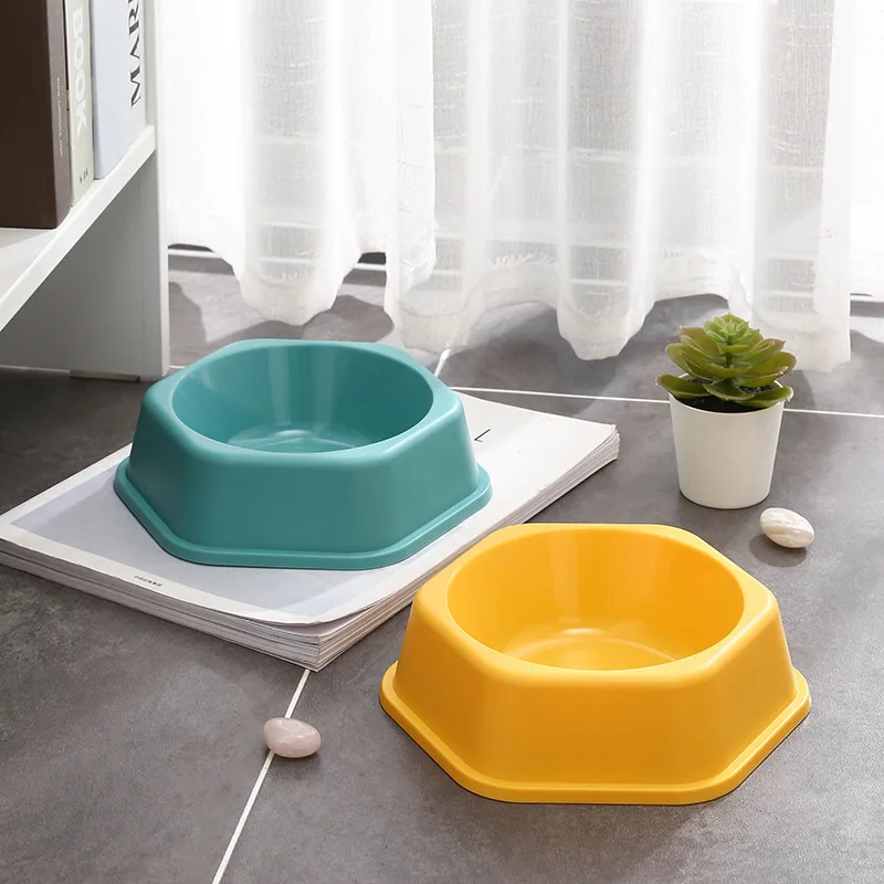 Hexagon Plastic Pet Bowl Universal for Dogs Cats, Non-Slip F