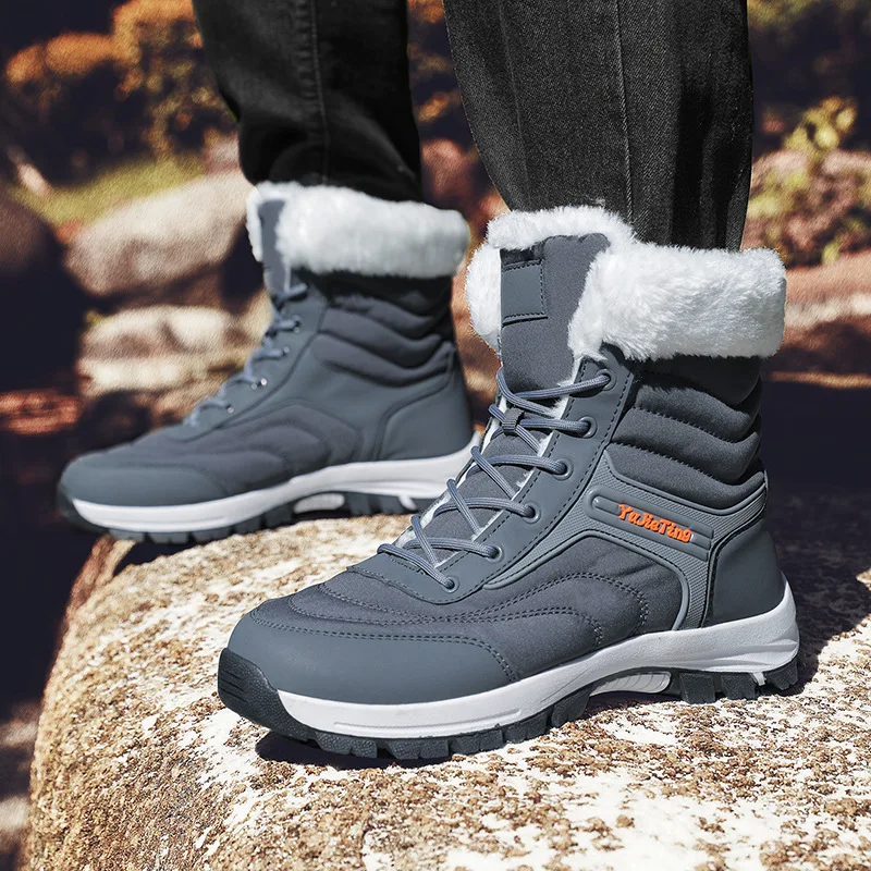Large Size Winter Men's and Women's Snow Boots Warm and Piled Thickened Cotton Shoes Women's Medium and High Top New Models