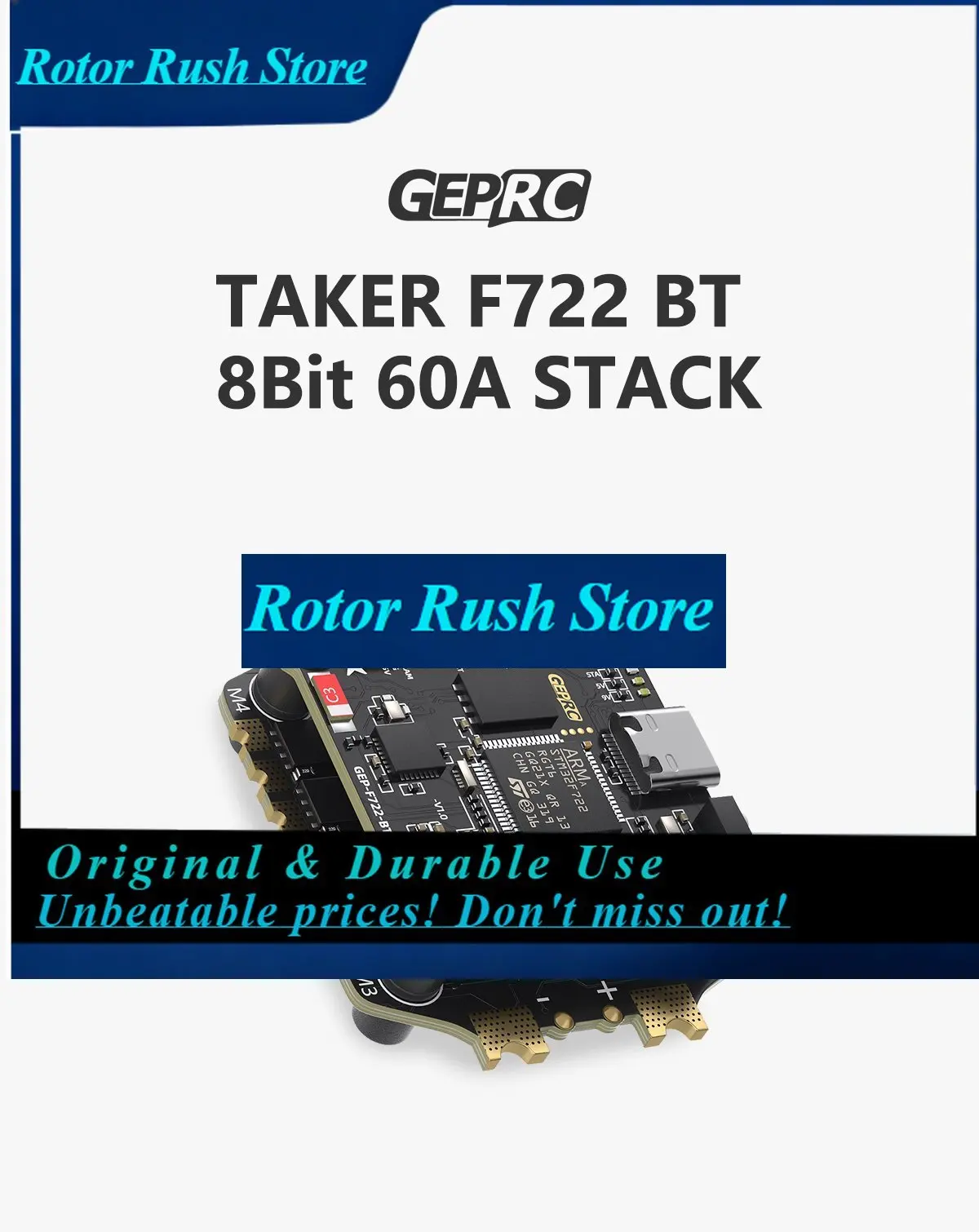 RoRusGEPRC TAKER F722 BT 8Bit 60A STACK With STM32F722 Chip And TAKER H60_BLS 60A 4IN1 ESC