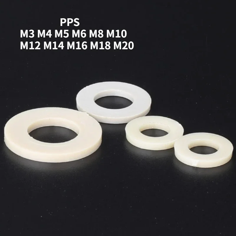 M3 M4 M5 M6 M8 M10 M12 M14 M16 M18 M20 Плоские шайбы из полифеноленового серовокола Прокладки PPS Пластиковая коррозионностойкая шайба Прокладка