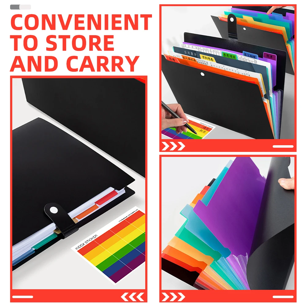 

3 Pcs A4 File Folders PP Material Expanding Document Organizer Portable Storage Pack Multi Pocket Folder Office Use Paper