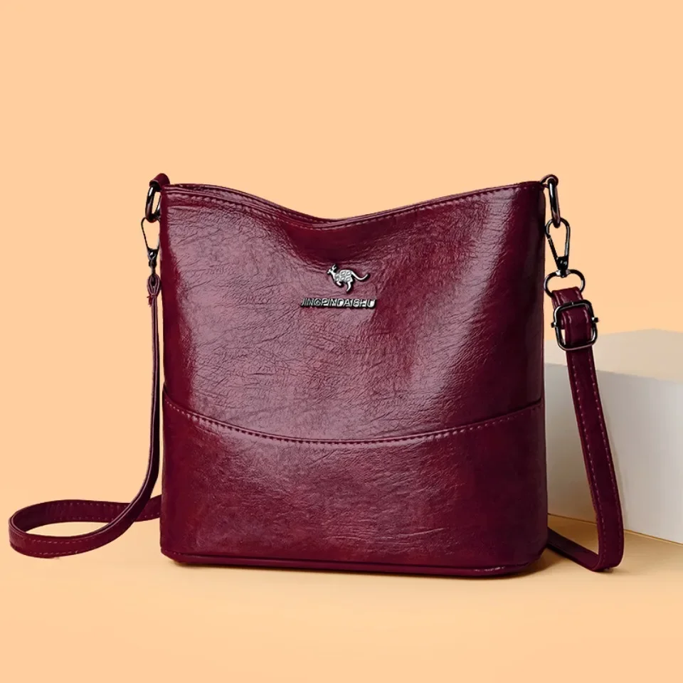 

High Quality Soft Leather Shoulder Crossbody Bags For Women Luxury Bucket Hand Bag Brand Designer Casual Handbag Sac A Main