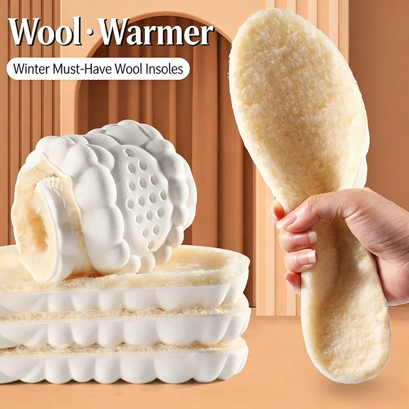 

Pair of Wool Memory Foam Self-Heating Insoles – Thermal Warm Shoe Pads for Winter Sports Shoes, Unisex Cold Weather Foot Warmers