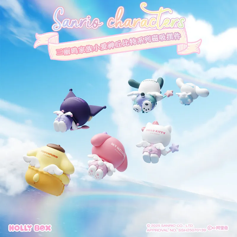 Sanrio Little Cupid Magnetic Ornament Blind Box Series Anime Figurines Refrigerator Sticker Desktop Ornament Trendy Toys Gifts