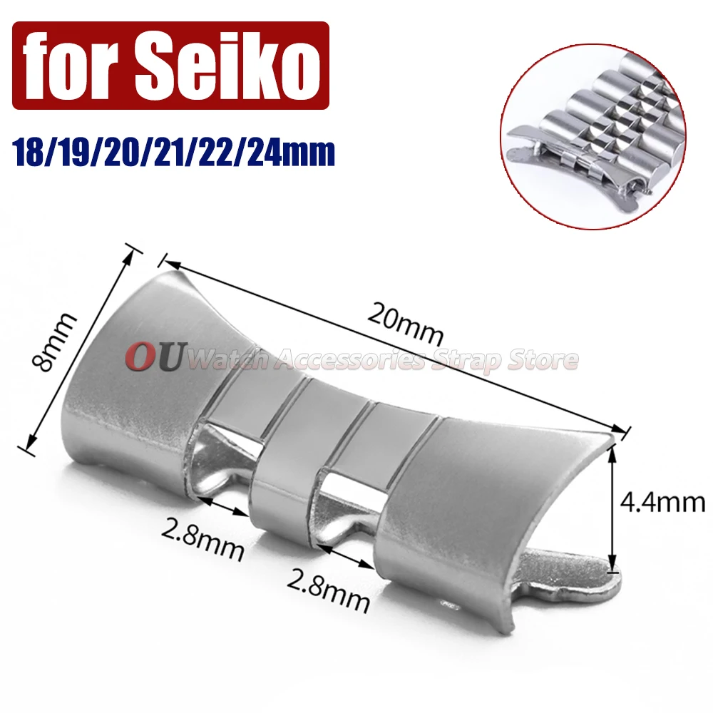 18/19/20/21/22/24mm Stainless Steel Strap Connector for Seiko SKX007 SKX009 for Oyster Jubilee Curved End Link Band 2pcs Adapter