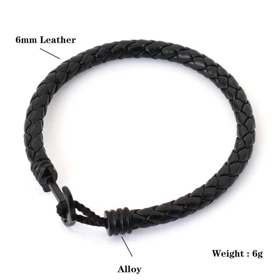 Neue Mode Männer Leder Armband Kreative Schwarz Anker Armband Nautischen Surfen Hand Zubehör In 3 Größen Punk Armreif Hombre – Detail 7