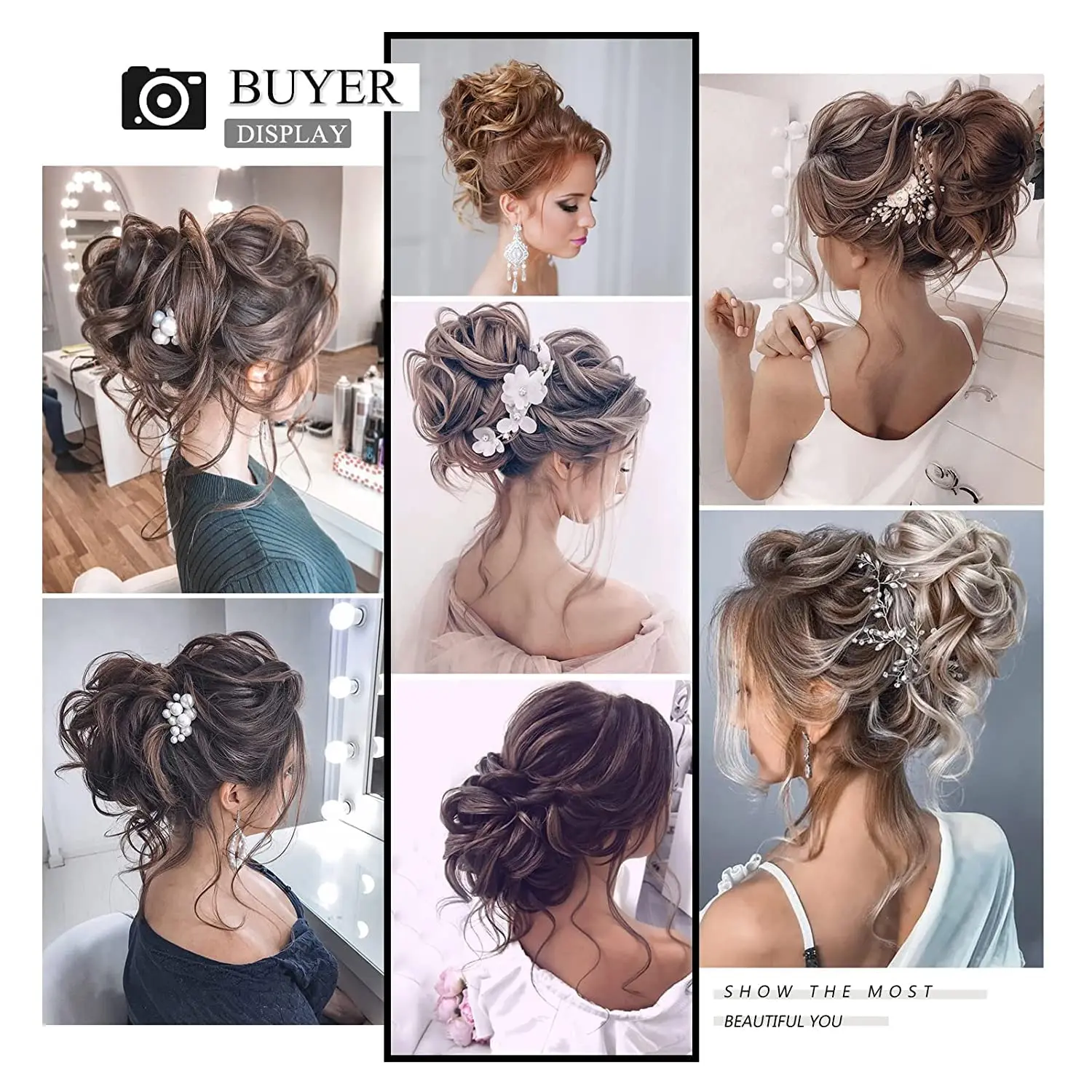 Syntetyczny roztrzepany kok, roztrzepany kok do włosów dla kobiet Tousled Updo Bun Wavy Curly Chignon Ponytail Hairpiece dla D