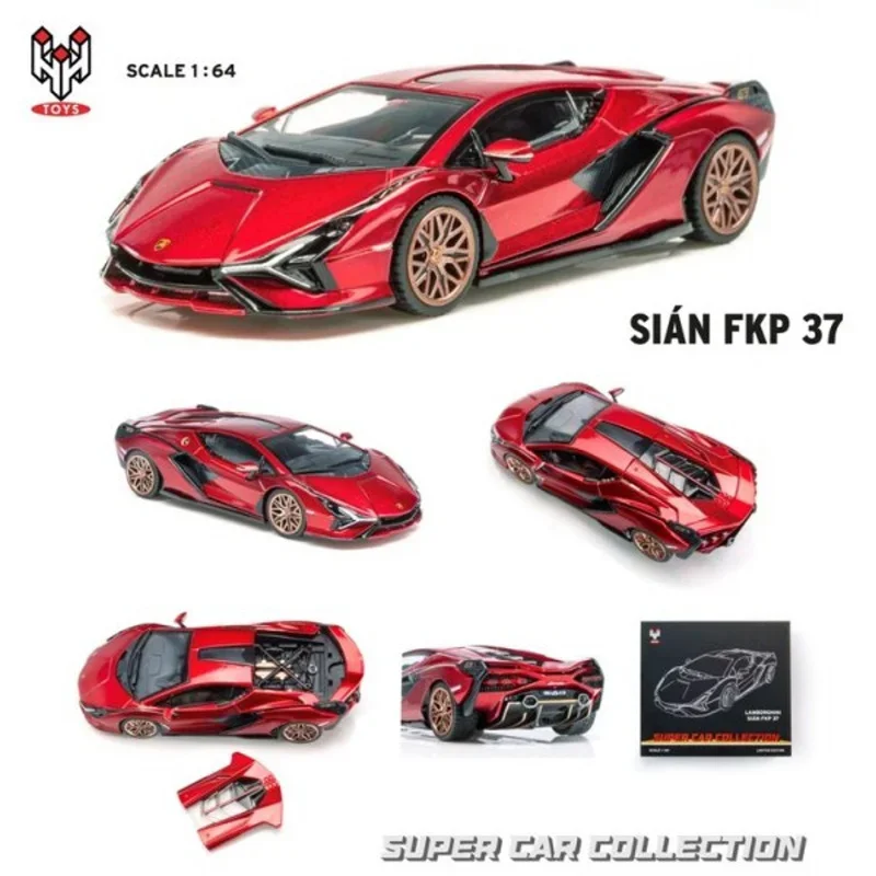 

HH Toys 1:64 Sian FKP 37 Hybrid Super Car Red Alloy Diorama Model Collection Miniature Carros