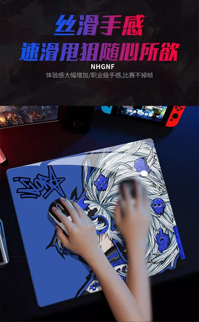 Anime Female FPS Upgrade Glass Gaming Mouse Pad Smooth Frosted Tempered Hard Desk Mat for FPS Office Customizable Accessories