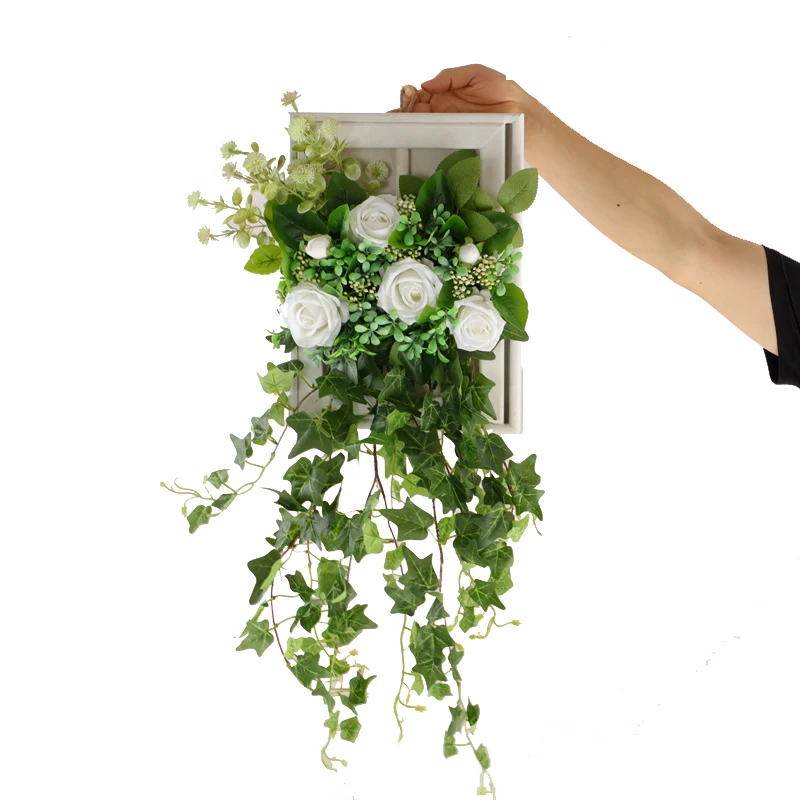 

Simulation green plant wall fake flower restaurant hotel living room wall TV background photo frame pendant renovation layout