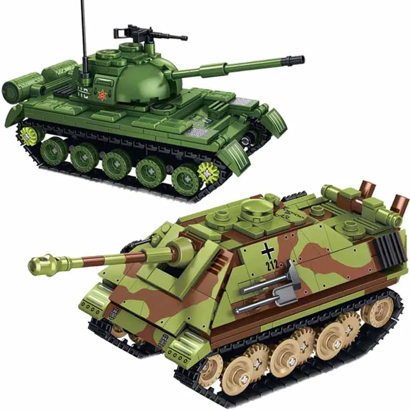 WW2 Military Germany JAGDPANTHER G1 Armor Vehicle Type 59 Medium Tank Battle Bricks Army Model Building Blocks Set Kids Toys