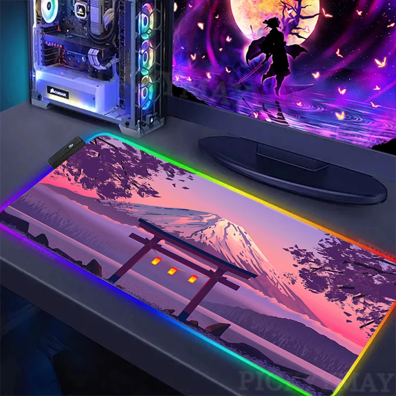 

Landscape Large RGB Mouse Pad XXL Gaming Mousepad LED Mouse Mat Gamer Mousepads Luminous Table Mats Desk Pads With Backlit