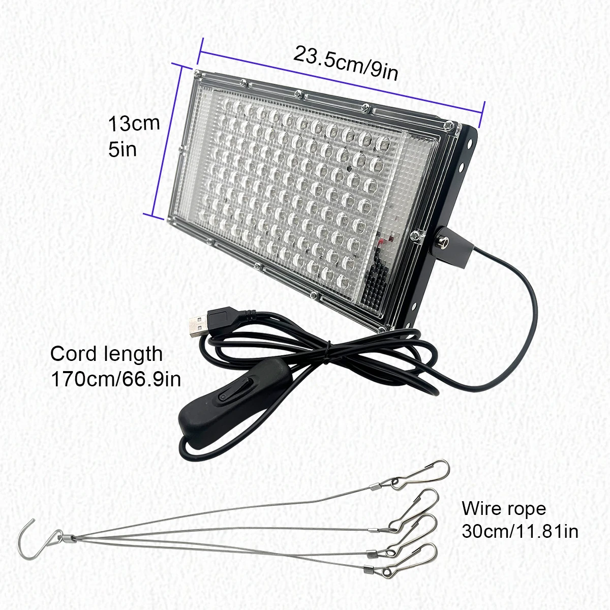 Lâmpada de bronzeamento ultravioleta, lâmpada de espreguiçadeira USB, usada para bronzear o corpo, 96 lâmpadas, 460 comprimento de onda, produto para cuidados com a pele