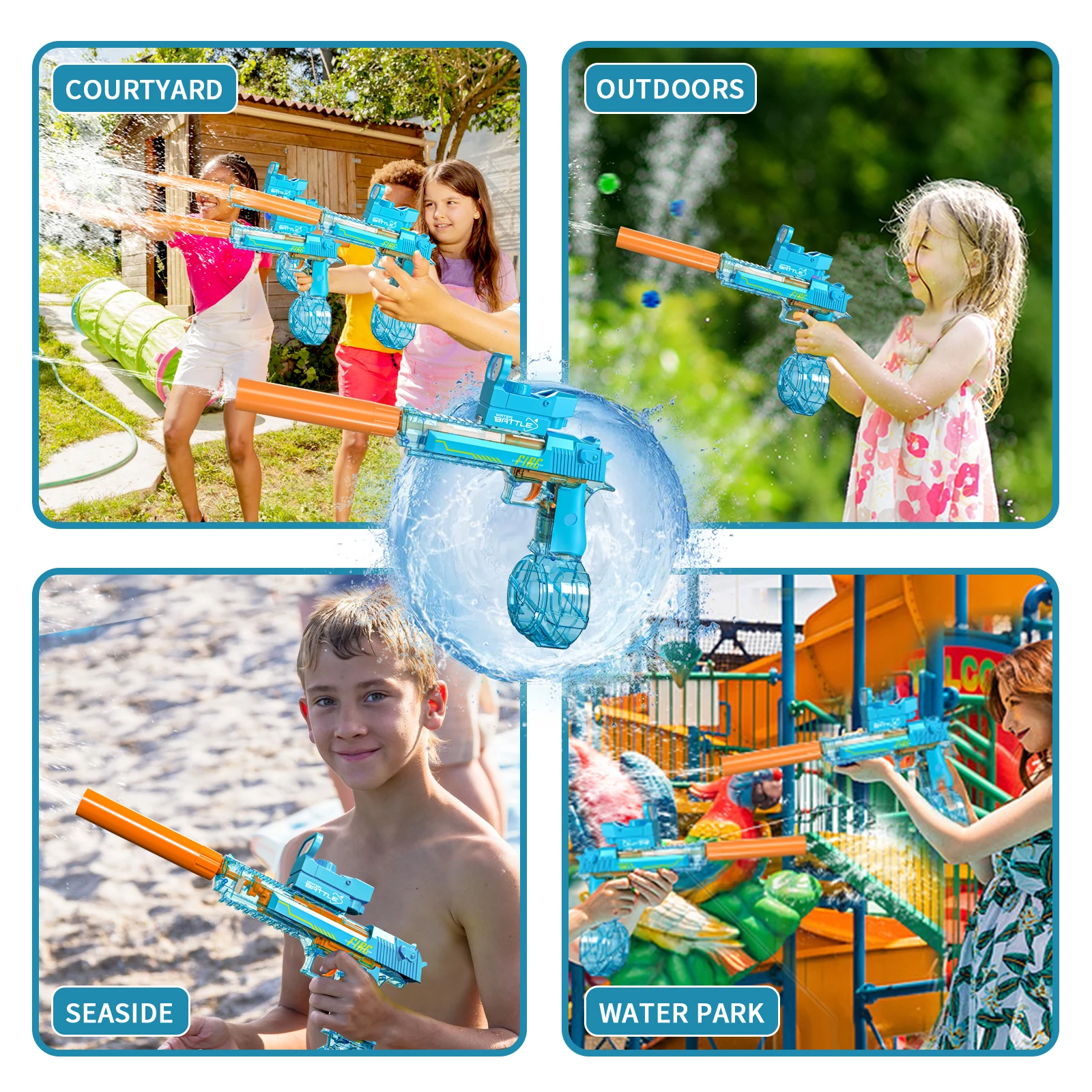 Pistola de agua eléctrica de gran capacidad para niños, juguete de tiro por pulverización, Soaker, fiesta al aire libre, juegos de playa, Gfit