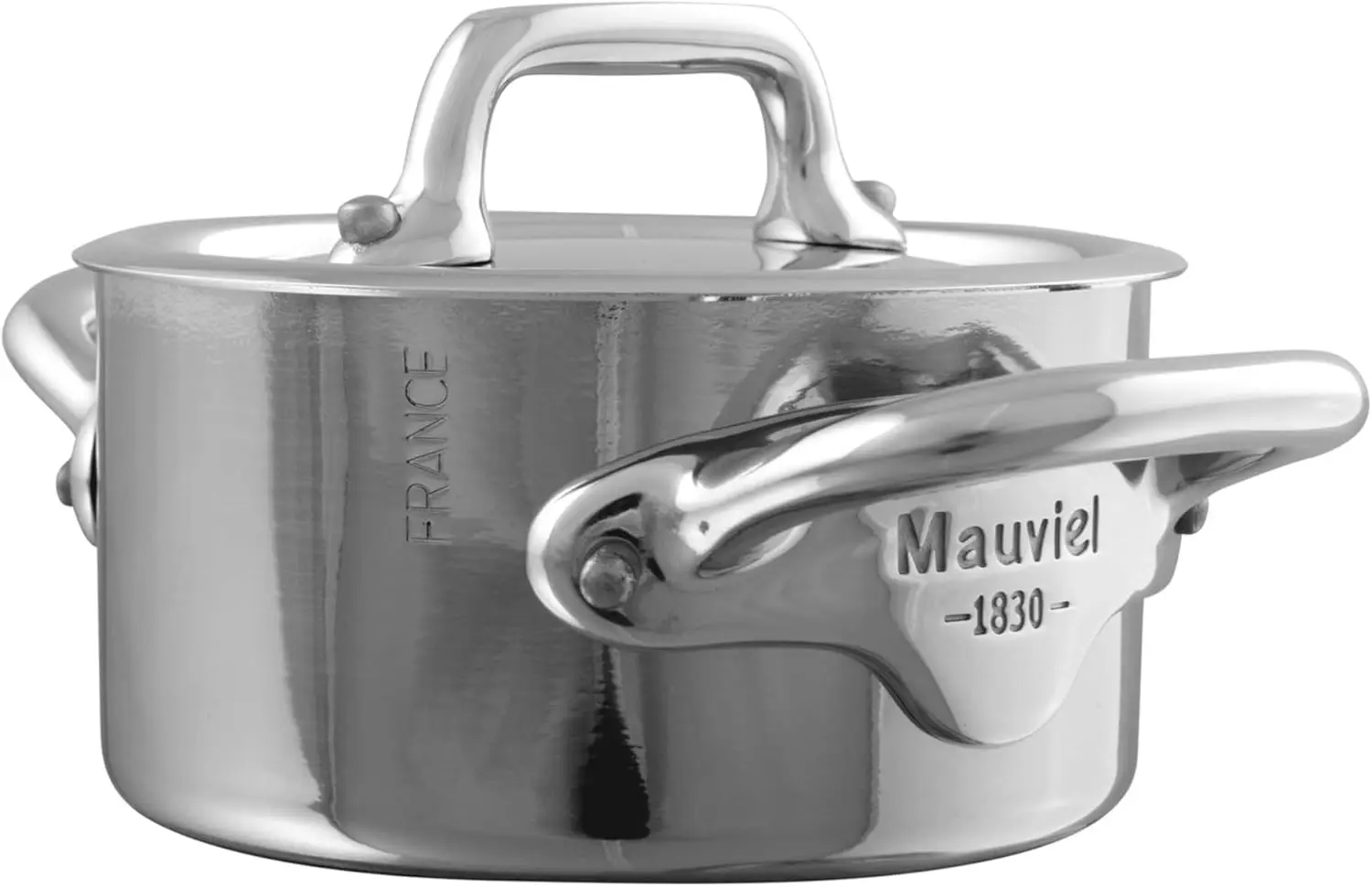 

M'Minis 1 mm Stainless Steel Mini Stewpan With Lid, And Cast Stainless Steel Handle, 3.54-in, Made in France