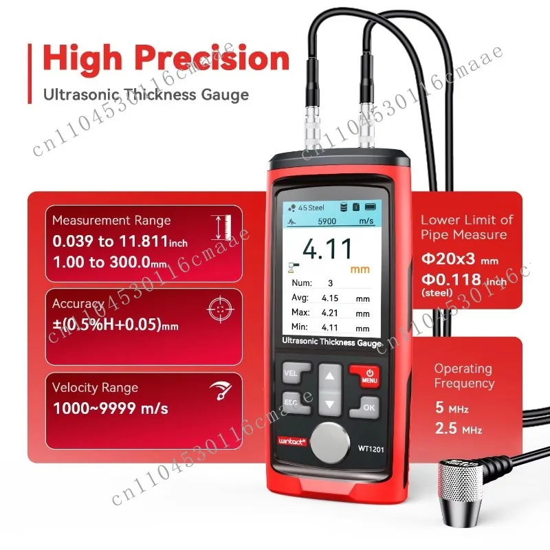 Digital High Precision Ultrasonic Thickness Gauge 039-11.81 Probe Measurement Metal/Non-metallic Steel Cylinder