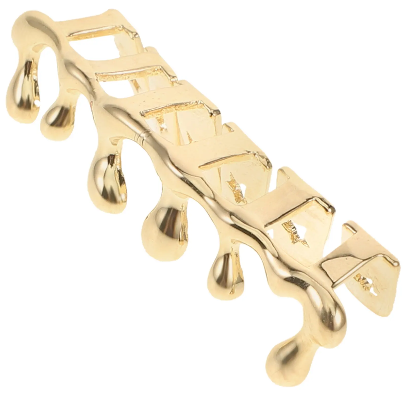 

6-Piece Gold-Plated Teardrop Drip Teeth Caps Hip Hop Costume Party Accessory Bottom Mouth Teeth Caps Fashion Statement