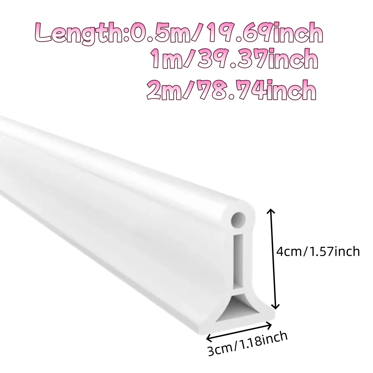 2/1/0.5M PVC Bathroom Water Dam,Self-adhesive Splash Proof Strip,Dry Wet Separation Blocker,Suitable for Kitchen/bathroom/toilet
