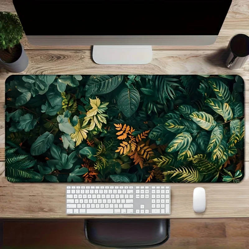 

Extra-Large Green Leaf Desk Mat - Non-Slip, Stitched Edges, Smooth Surface for Home Office & Gaming, 89.92x39.88 cm - Perfect Gi