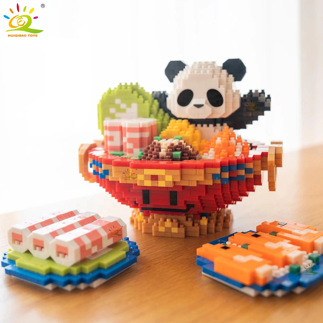 HUIQIBAO 2236PCS Mini Hot Pot Panda Micro Building Blocks 3D Model Animals Bricks DIY City Construction Toys for Children Kids