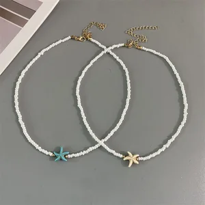 Bintang Laut Kerang Wanita Pendek Kalung Liburan Musim Panas Hadiah Buatan Tangan Kalung Manik-manik Biji Leher Perhiasan Putih 8 kalung manik-manik penjualan terbaik - №
