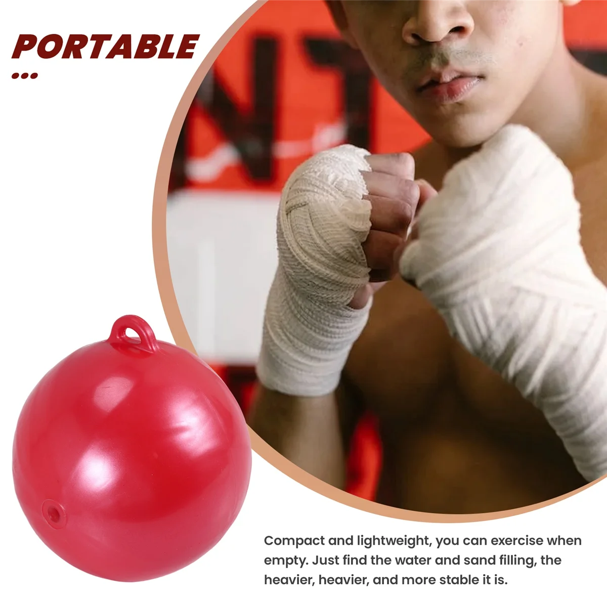 1Pcs Water Heavy Bag with Water Injector Hook Sling Heavy Bag Water Punching Bag for Household Hanging Boxing