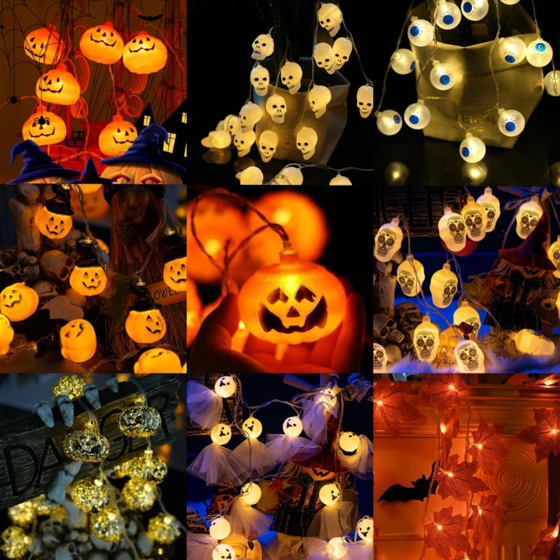 LED Halloween Pumpkin Skeleton Ghost Ghost Garden Party Haunted House Decorated With Festive Light Strings