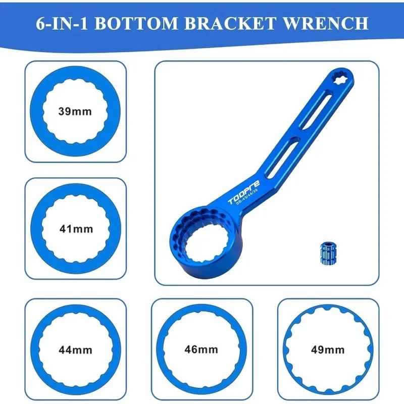 6-in-1 Crank Puller & Bottom Bracket Tool FOR 12/16 Teeth, 39/41/44/46/49mm Bike BB Wrench, Bicycle Crank Removal Repair Kit