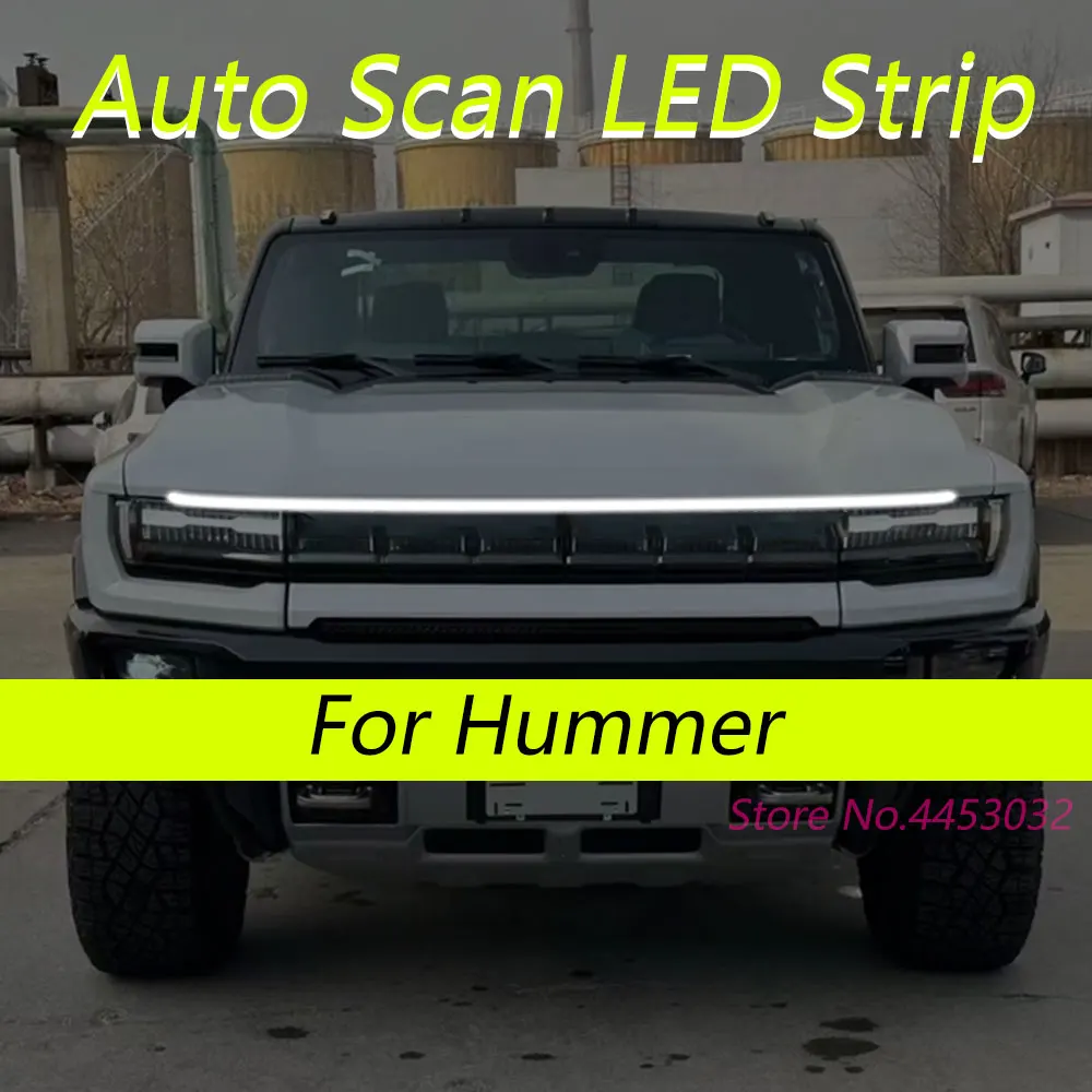 DRL السيارات المسح بدء شرائط ليد لجي إم سي هامر 2022-2025 غطاء السيارة ضوء المصابيح الأمامية المرنة ترحيب ضوء 59 بوصة