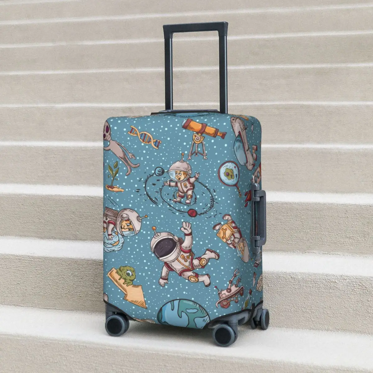 

Space Cartoon Suitcase Cover Flight Astronaut Doodle Practical Luggage Case Business Protection