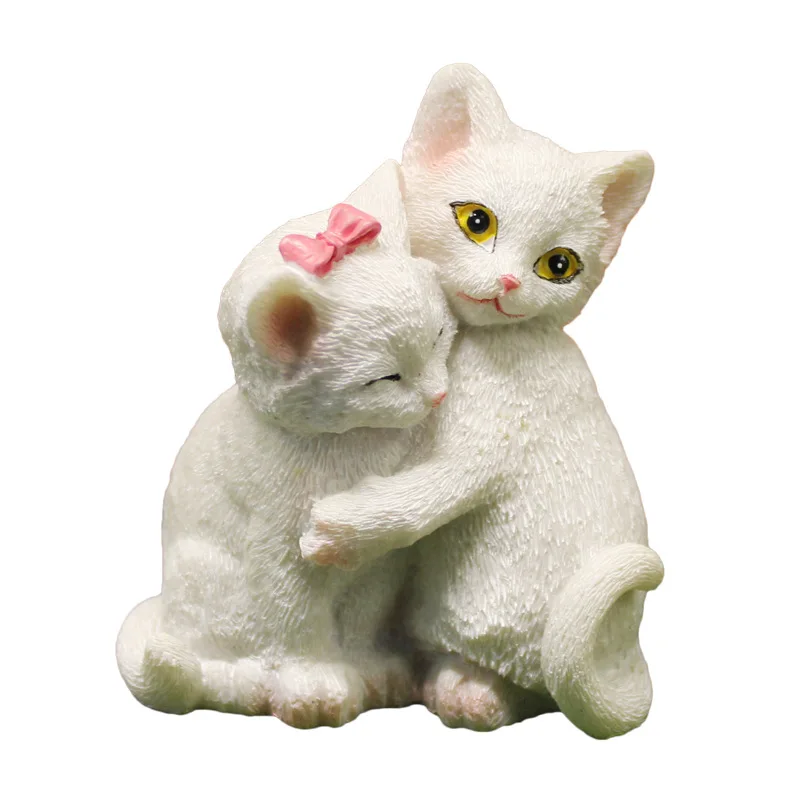 Couple Cat Figurines Hugging Cats Statue Cute Mini Ornament Home Decor Anniversary Valentine’s Day Birthday Gift