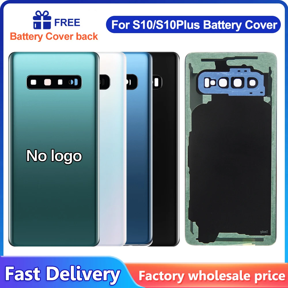 For Samsung S10 plus / S10 Back Glass Battery Cover Rear Door Housing Panel Repair Parts And Camera Lens Frame for G975U G973F