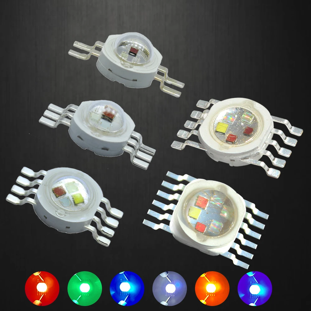 1-100pcs 3W 4W 5W 6W 15W 18W High Power LED RGB RGBW RGBWY RGBWYV 4pin 6pin 8pin 10pin 12pin Colorful Chip Stage lights Source