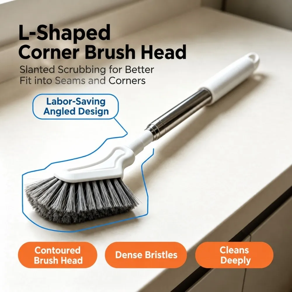 Long Handle Extendable Cleaning Brush Narrow Head Drainable Crevice Cleaning Brush Wall Hanging Gap Cleaning Brush