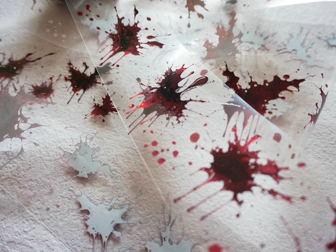 

1.5m/Roll Vintage Gothic Blood Stickers Dull Black Materials PET Black Scrapbooking Tape DIY Junk Journal Planner Horror Decor