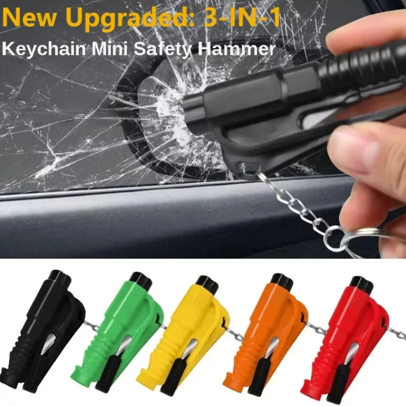 Compact 3-in-1 Car Safety Hammer Window Breaker & Seat Belt Cutter Emergency Rescue Tool for Vehicle Accessories