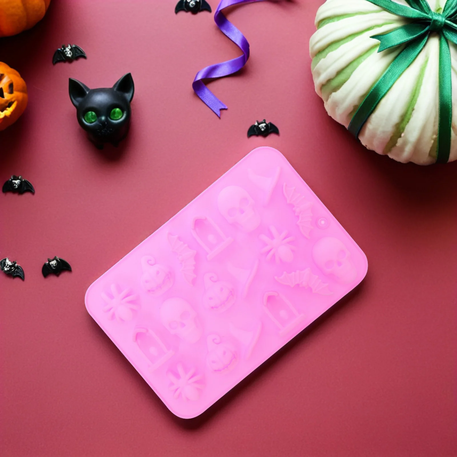 Cetakan untuk Permen Cokelat Cetakan Silikon Halloween Cetakan Kue Permen Cetakan Kecil