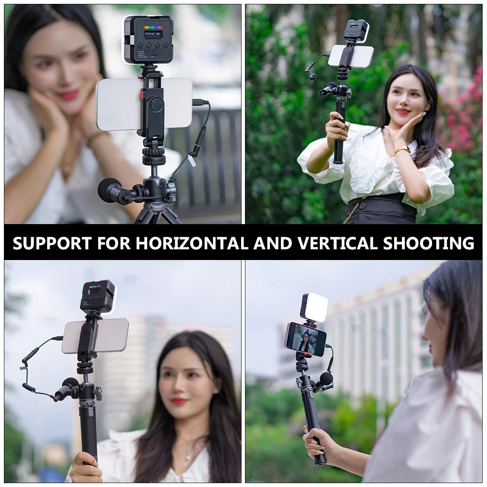 Double Head Mobile Phone Holder Rotates Rotation Cell Tripod Mount Clip Abs Stand