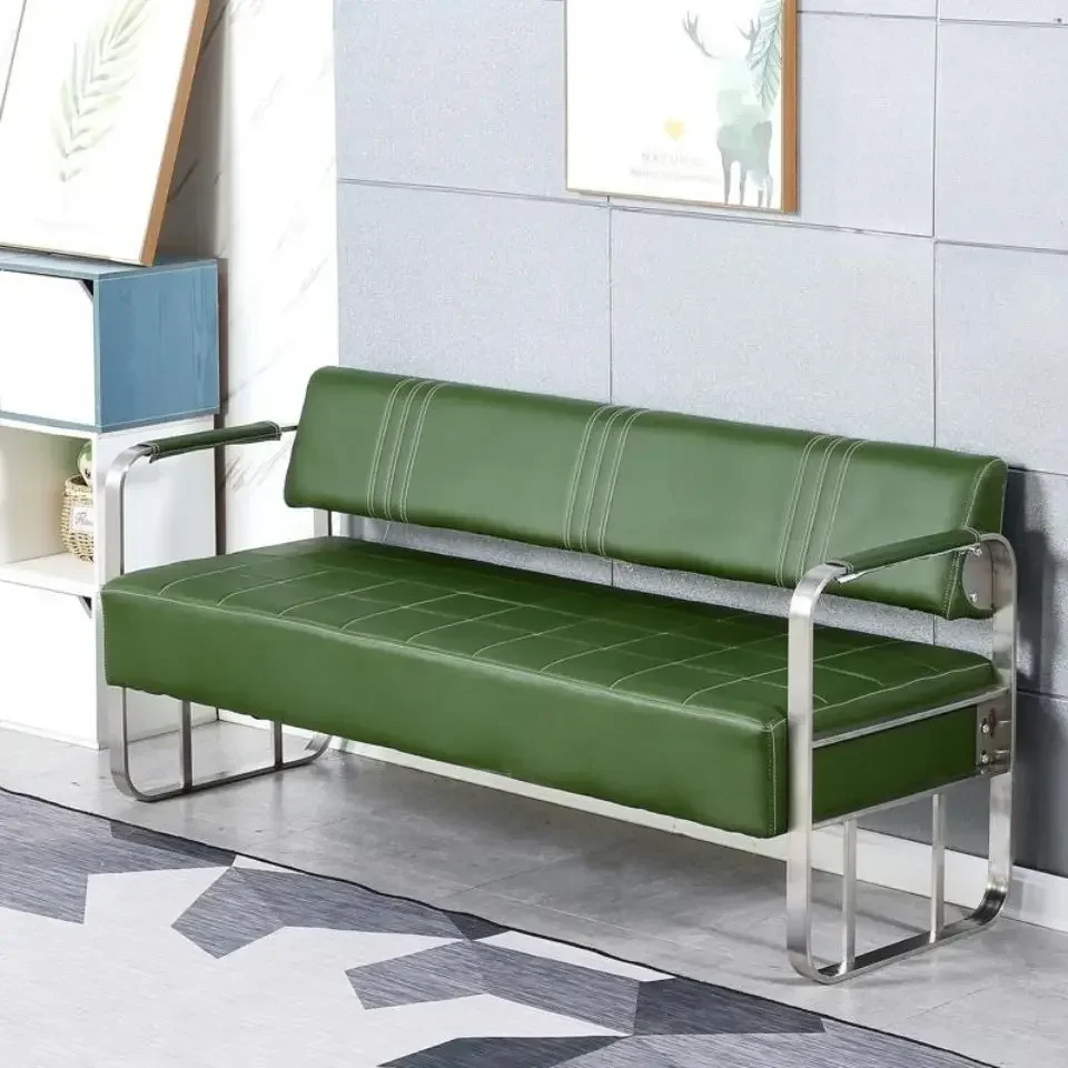 Sofa Modern Customized Stainless Steel Beauty Salon Waiting Sofa Long Bench Barbershop Chairs Shampoo Furniture Modern Simple