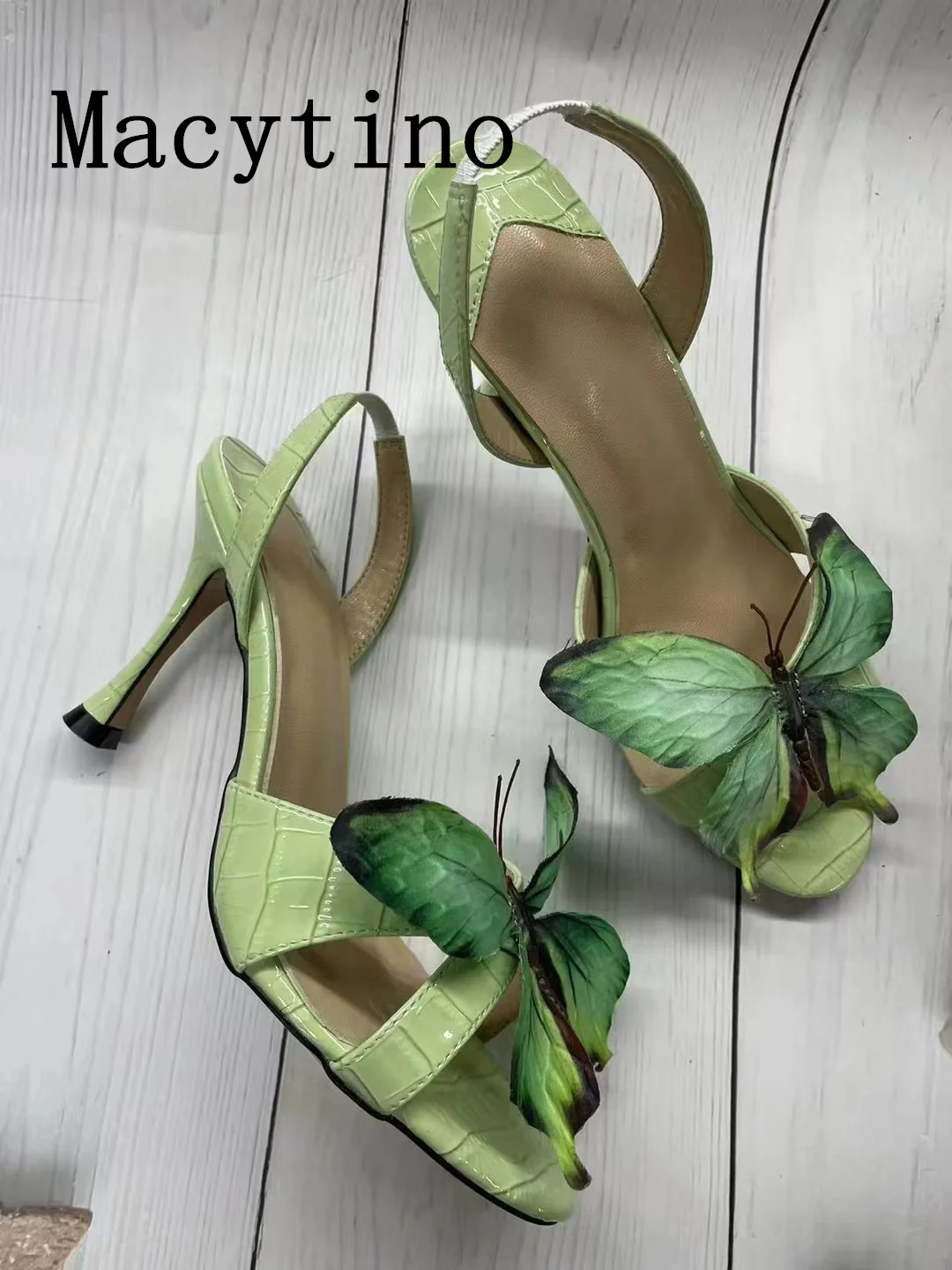 Butterfly Flower Shoes 2024 New Summer French Strap Retro Fine Heel Peep Toe Fashion sandals women